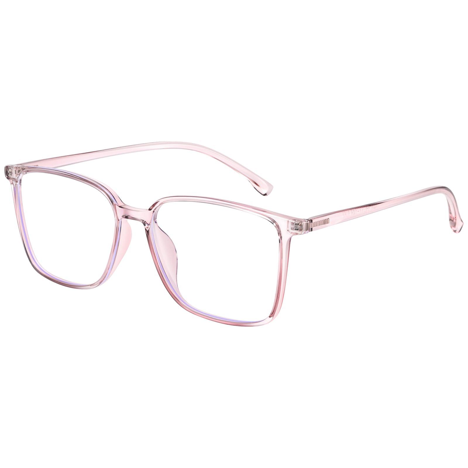 Dollger Dollger Blue Light Blocking Glasses Women Men Square Nerd Eyeglasses Frame Lightweight Computer Glasses Pink