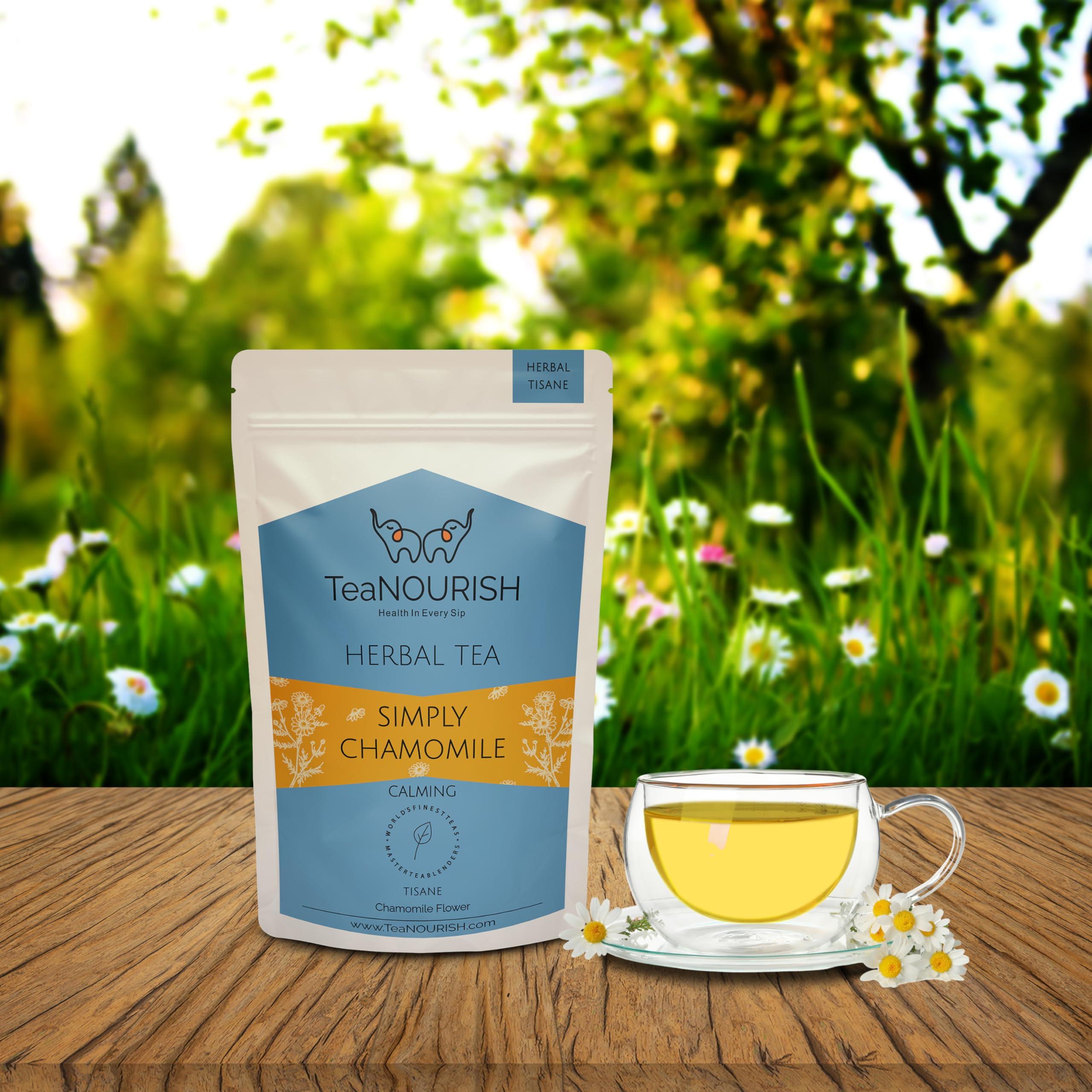 TEANOURISH TeaNOURISH Simply Chamomile Herbal Tea | CAFFEINE-FREE | Calming & Relaxing Chamomile Sleep Tea | 100% NATURAL | Brew Hot or Iced Tea - 1.76oz/50g