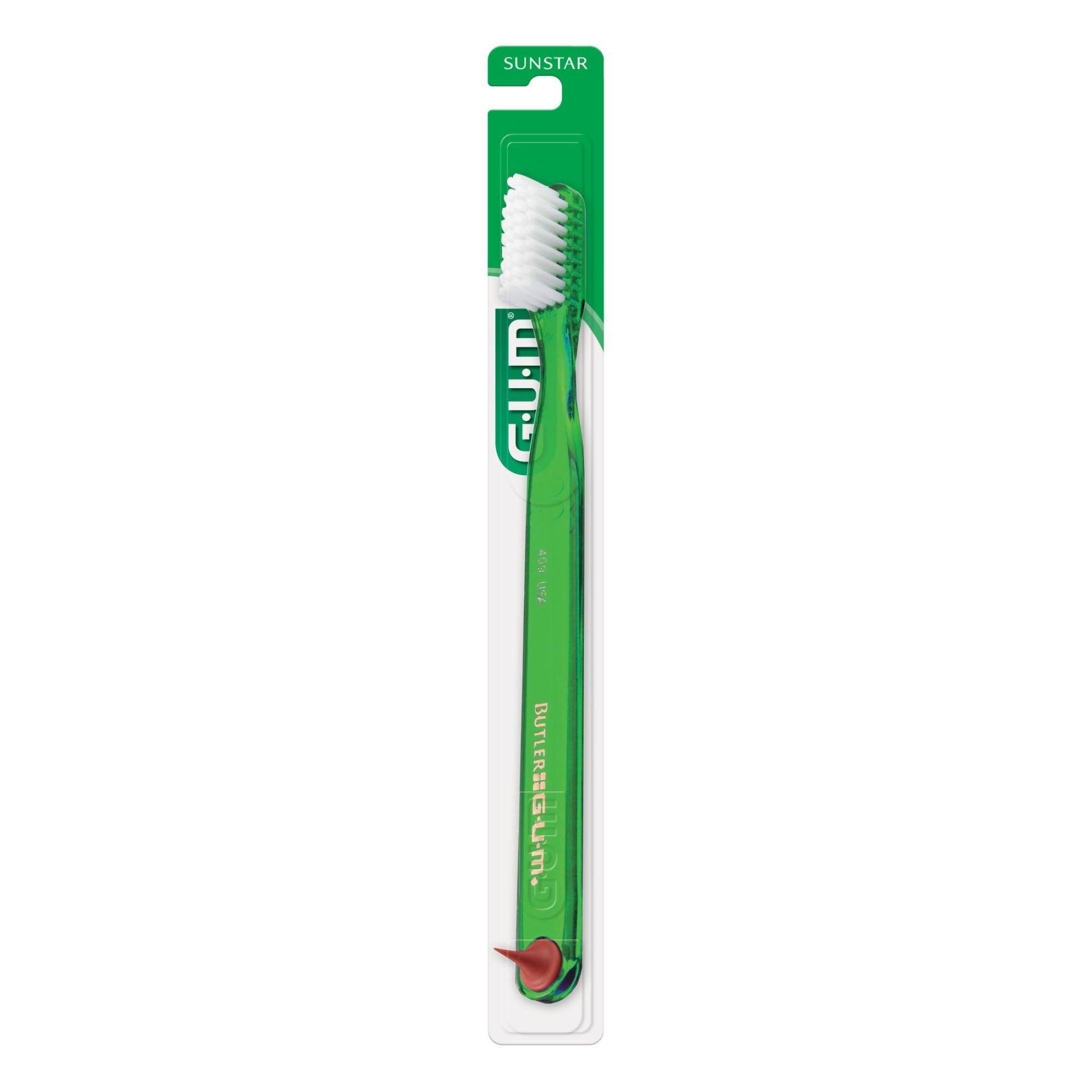 GUM GUM Classic Soft Toothbrush, Includes Rubber Tip Dental Pick 1ct (Pack of 12)