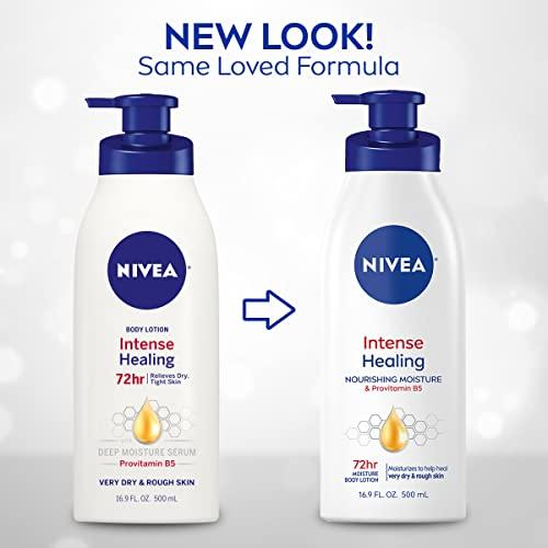 NIVEA NIVEA Intense Healing Body Lotion for Dry Skin, 72-Hour Moisturizing Lotion with Deep Nourishing Serum and Provitamin B5, 16.9 Fl Oz Pump Bottle