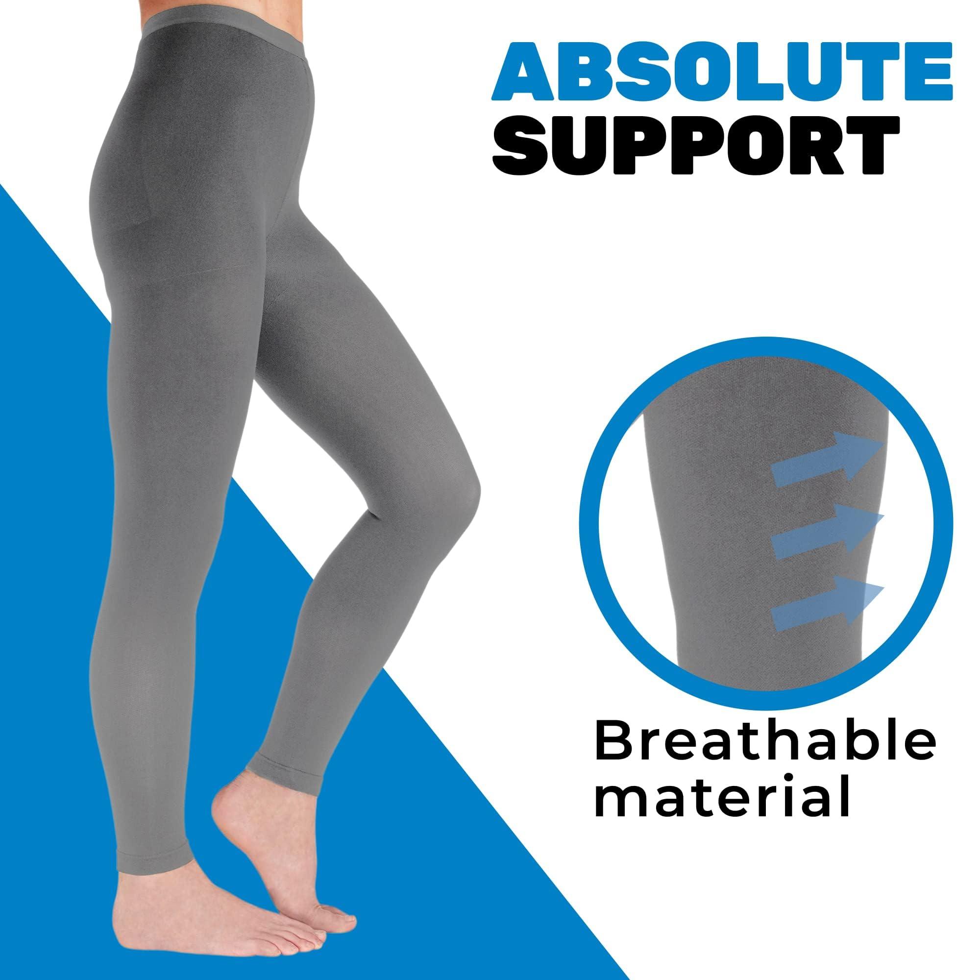 ABSOLUTE SUPPORT Footless Compression Tights for Women Circulation 20-30mmHg - Opaque Compression Support Leggings for Lymphedema, Arthritis, Embolism, Swelling - Gray, X-Large - A717GR4