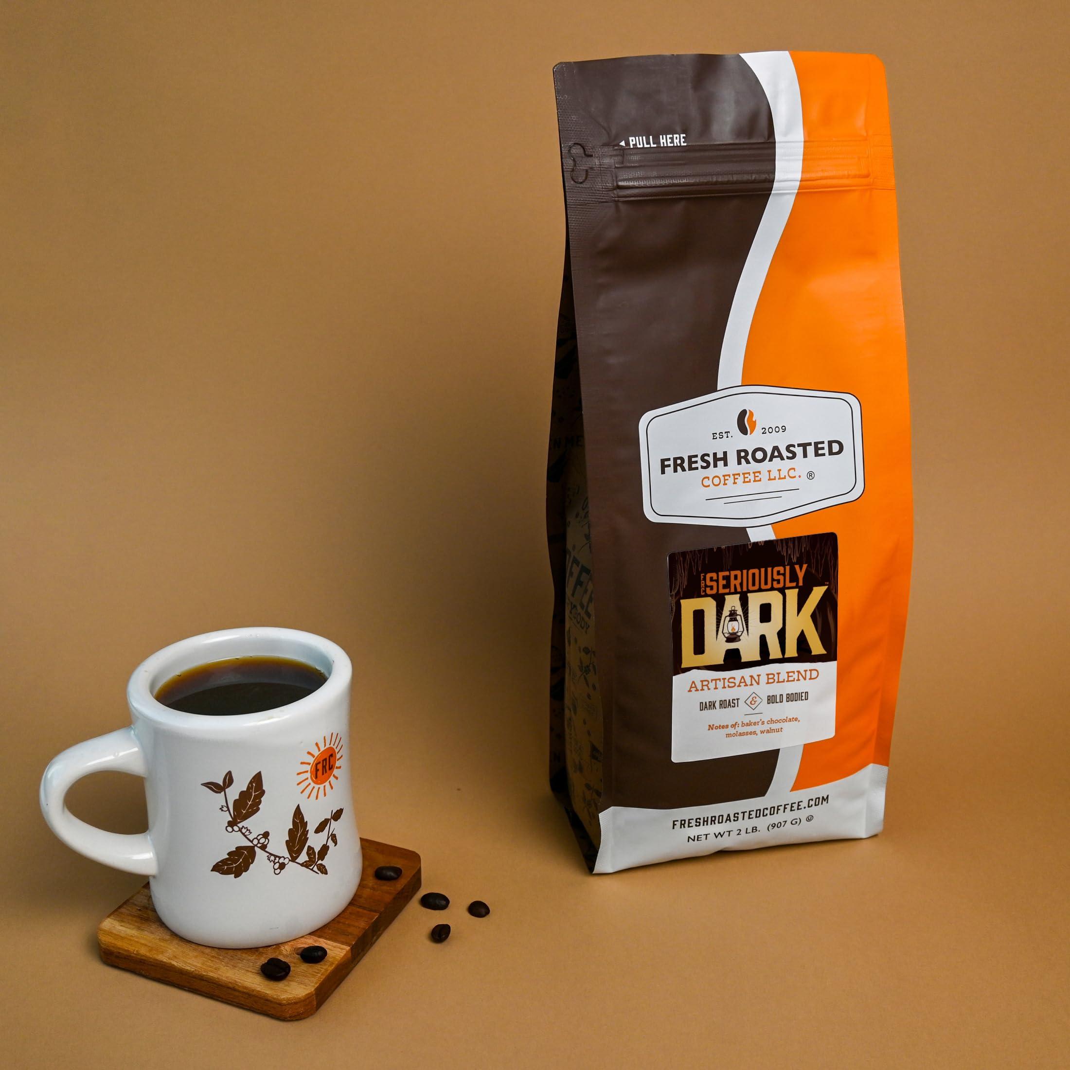 Fresh Roasted Coffee Fresh Roasted Coffee,Seriously Dark Artisan Blend,5lb Dark Roast, Kosher, Ground