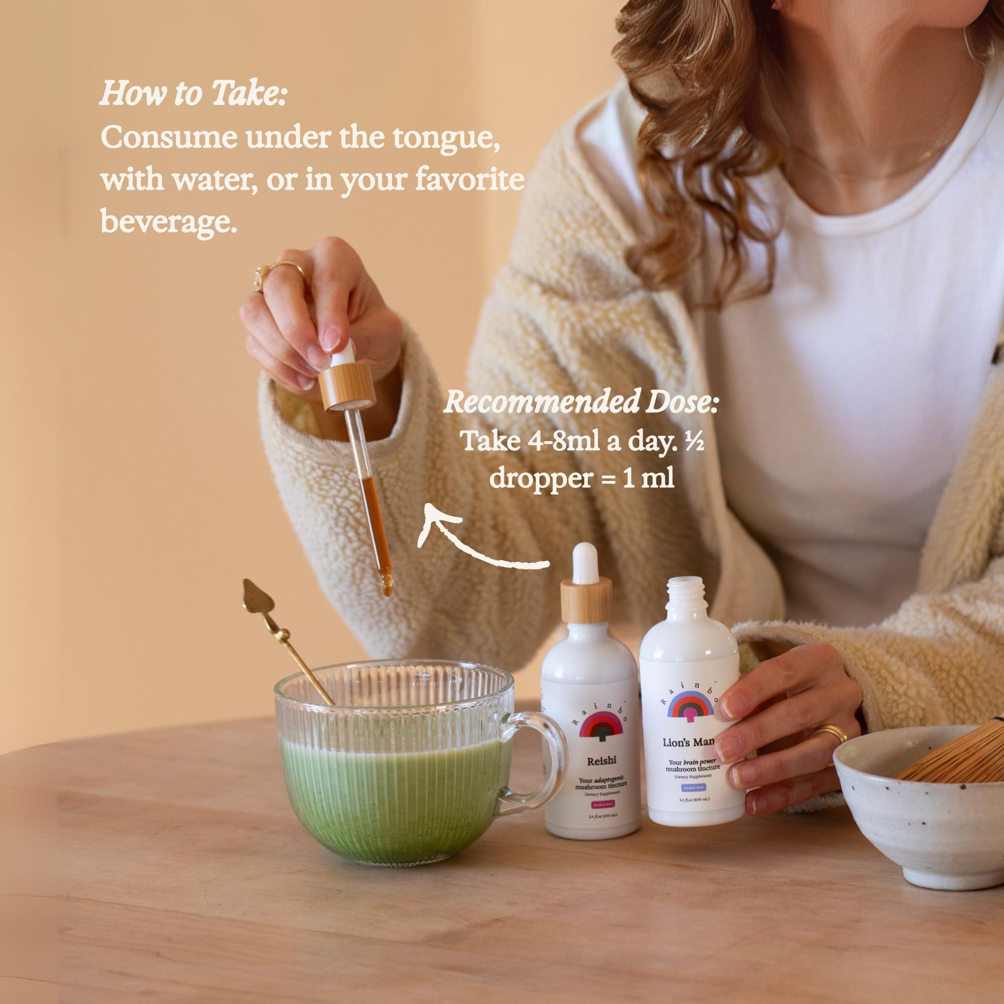 Rainbo Rainbo 11:11 Multi Mushroom Tincture, Dual Extract Mushroom Supplement for Comprehensive Immune Support, Brain Support, Liquid Lion's Mane & Turkey Tail, Vegan, Non GMO, 3.4 fl oz