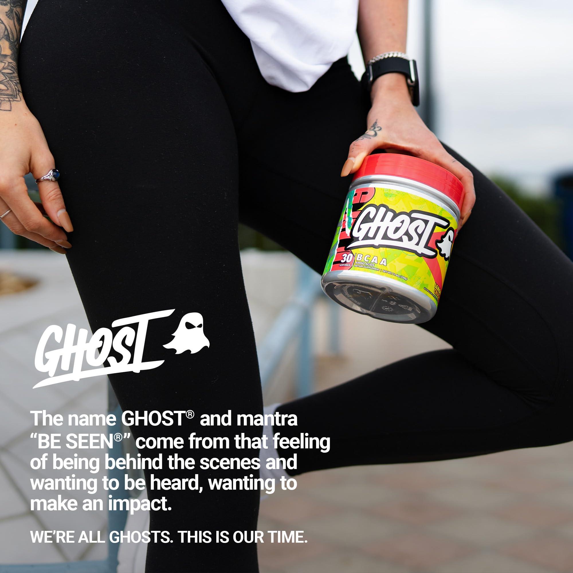 GHOST GHOST BCAA Powder Amino Acids Supplement, Lemon Crush - 30 Servings - Sugar-Free Intra, Post & Pre Workout Amino Powder & Recovery Drink, 7G BCAA