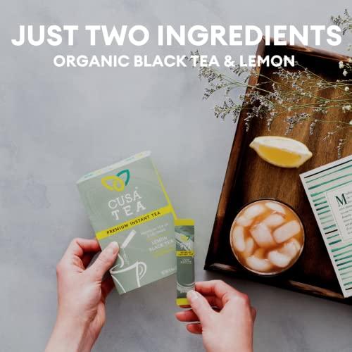 Cusa Tea Cusa Tea & Coffee | Premium Instant Lemon Black Tea With Real Fruit & Spices | Organic Leaves Drink Mix Packets | Hot or Iced Tea (30 Single Servings)