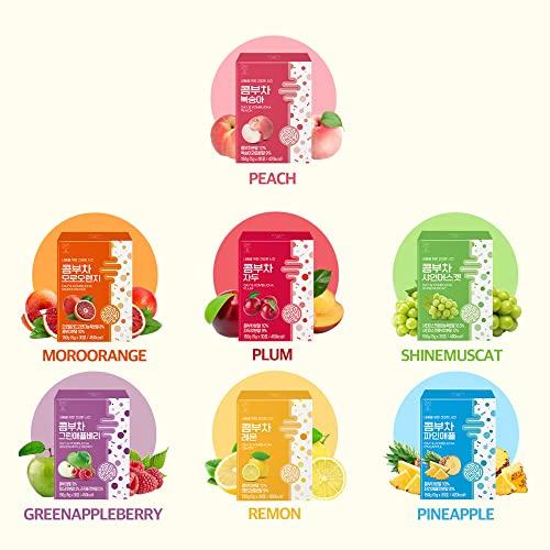 MENBLY Kombucha Powder Tea Pack Korean Healthy Beverage Juice - Korean Tea Drink Zero Sugar, Sparkling Fermented, Probiotics & Prebiotics 10 sticks (Plum)