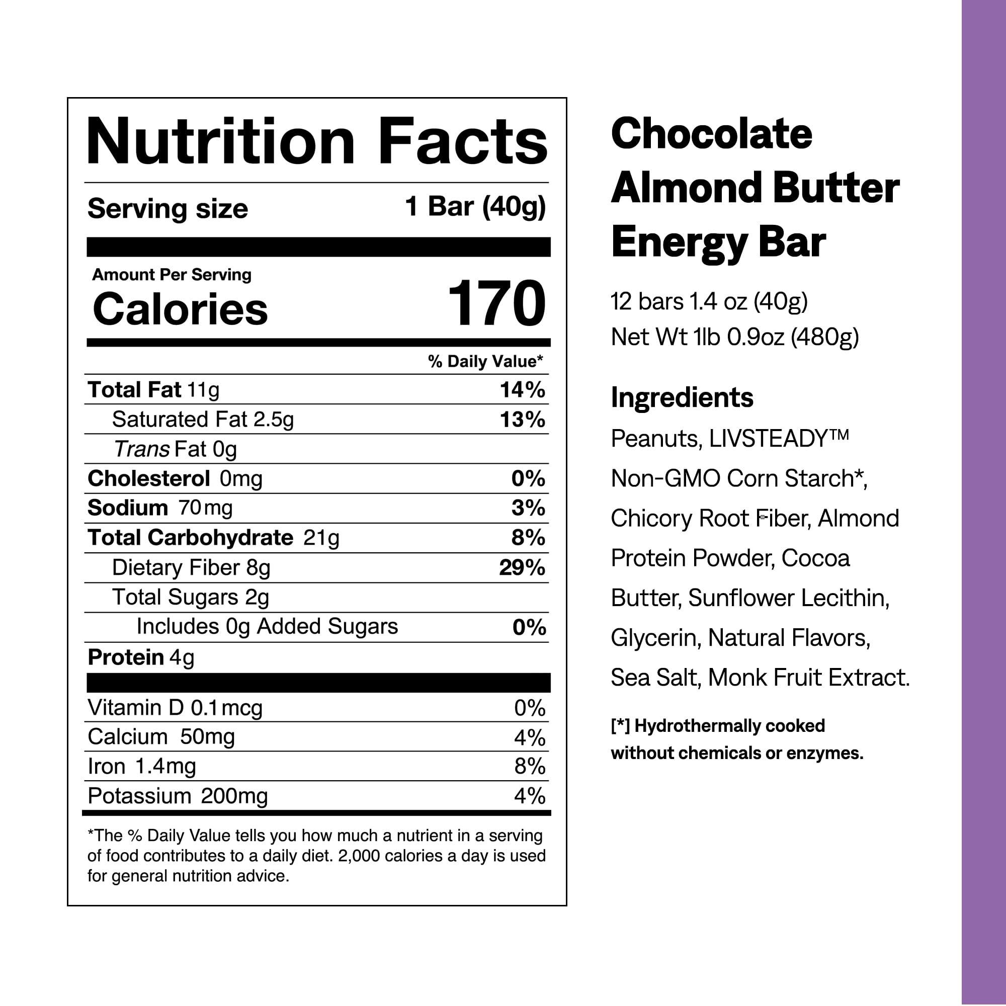 UCAN UCAN Energy Bars | Low Sugar, Low Calories | Gut Friendly, Caffeine-Free, Vegan, Non-GMO, No Soy, Keto Friendly | Running, Cycling, Fitness, Pre & Post Workout | Chocolate Almond Butter 12 Count