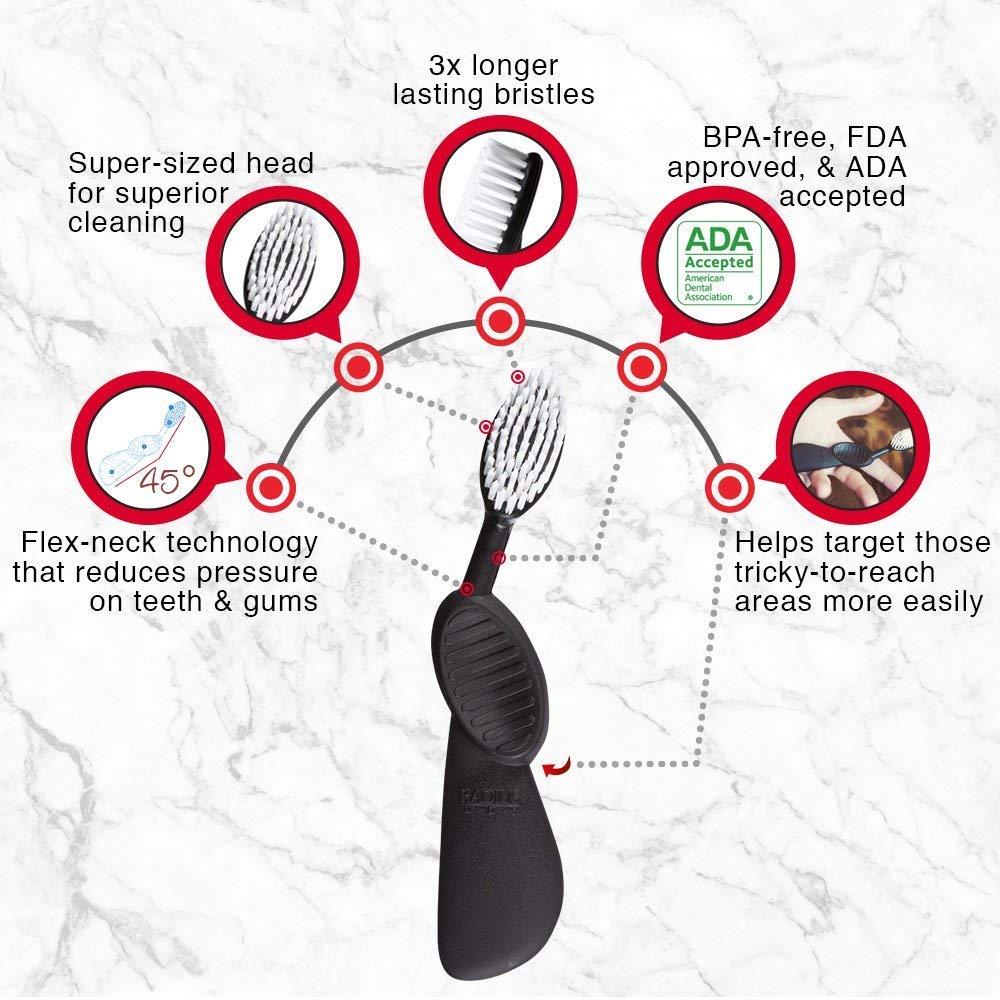 RADIUS RADIUS Toothbrush Flex Brush Right Hand Black/Yellow 1 Unit | Designed to Improve Gum Health and Reduce The Risk of Gum Disease