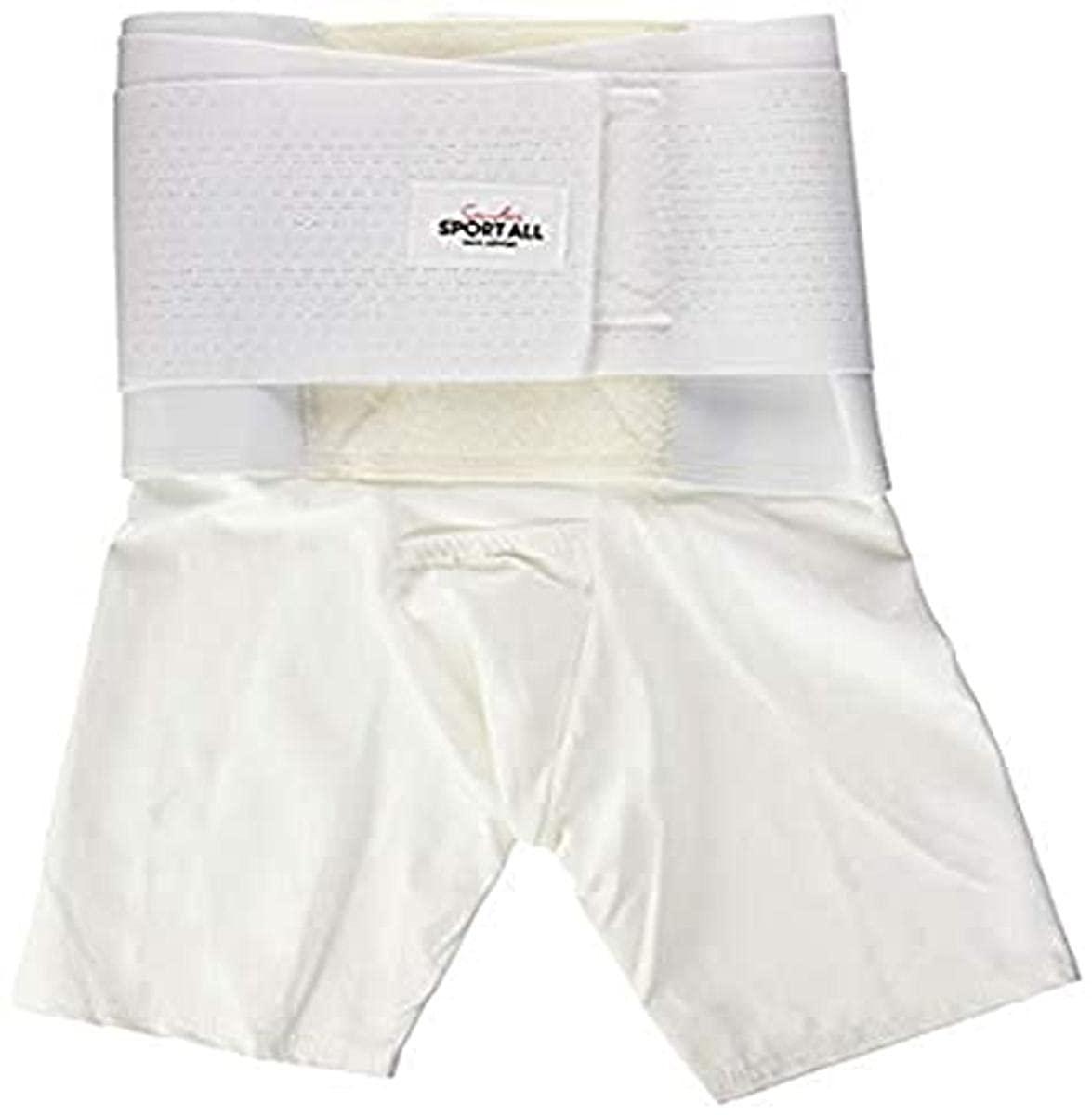 Saunders Saunders S'port All Back Support with White Compression Shorts: Men's, Small (Waist: 28" - 30")