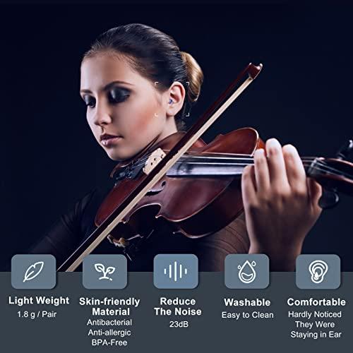 ZDMATHE 2 Pairs High Fidelity Concert Ear Plugs, Silicone Hearing Protection Earplugs, Noise Reduction Music Ear Plugs for Concerts, Musicians, Festival, DJs, Nightclub, Drummers and Raves Party - 23dB