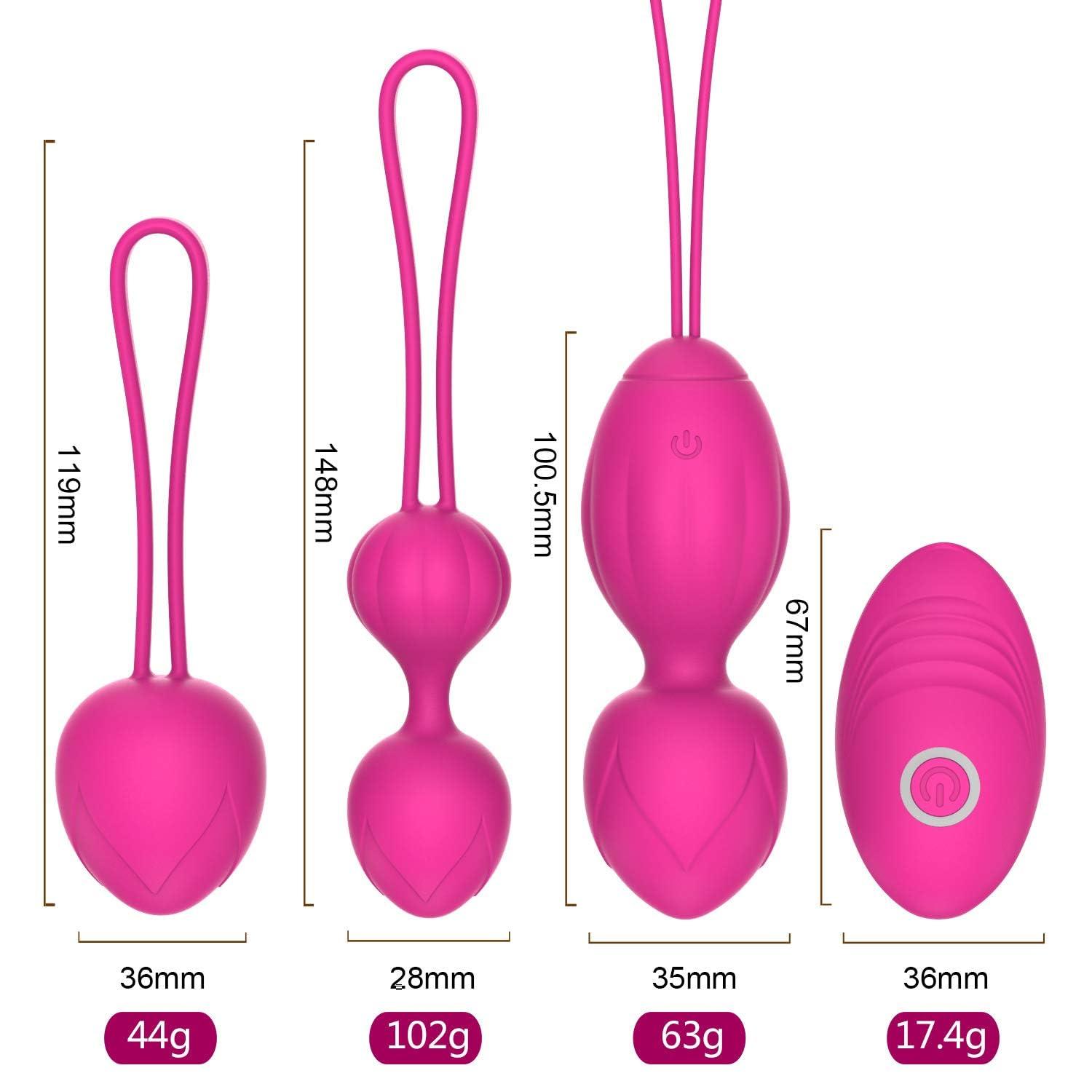 CFOOW Kegel Exercise, Set of 3 Silicone Kegel Weight Balls,Pelvic Floor Muscle Exercise, Ben was Balls for Women,Recommended Kegel Ball for Beginners and Advanced - Rose