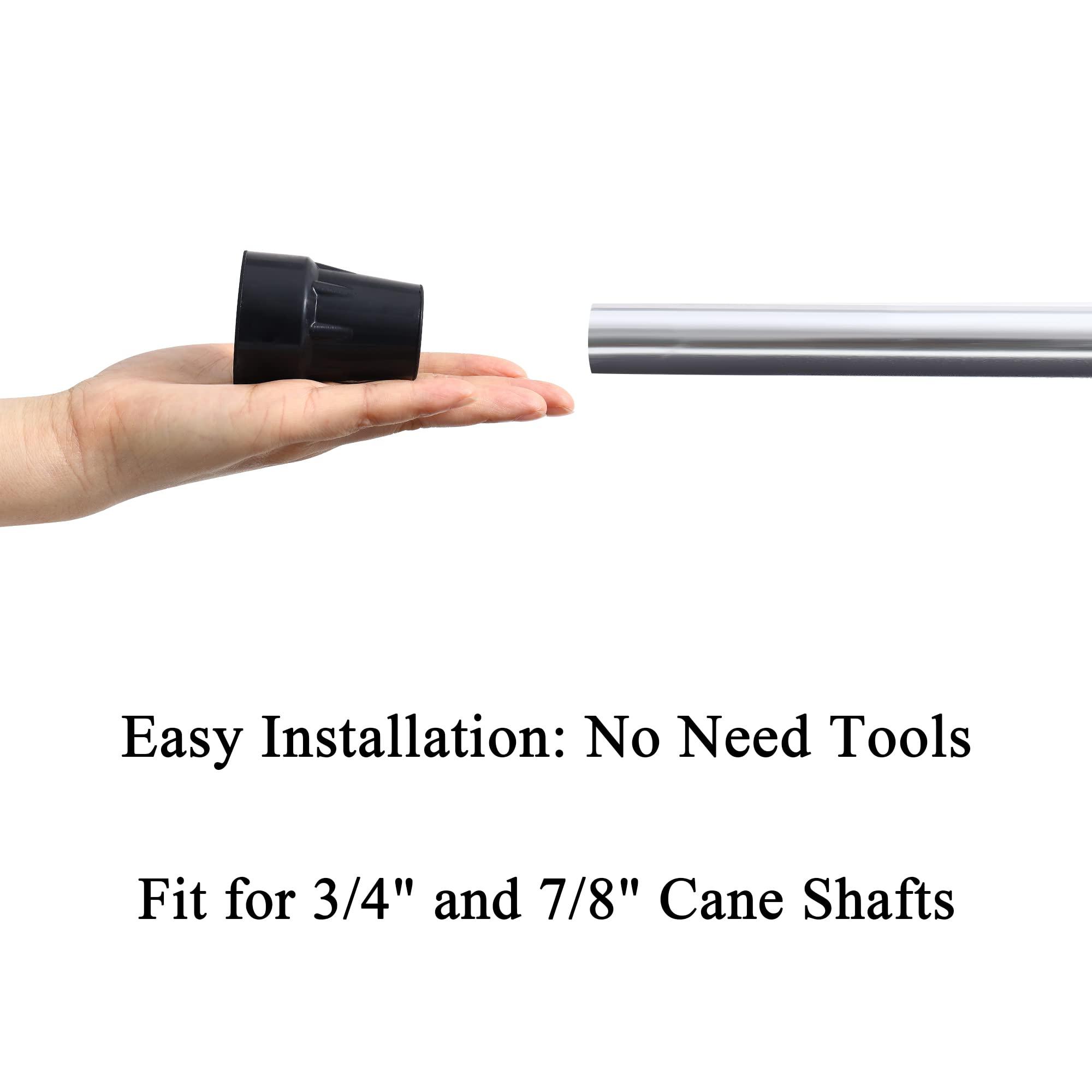Kotiorname Cane Tip 1 Inch Heavy Duty Walking Rubber Cane Tips Replacement, Black, 1 Pair