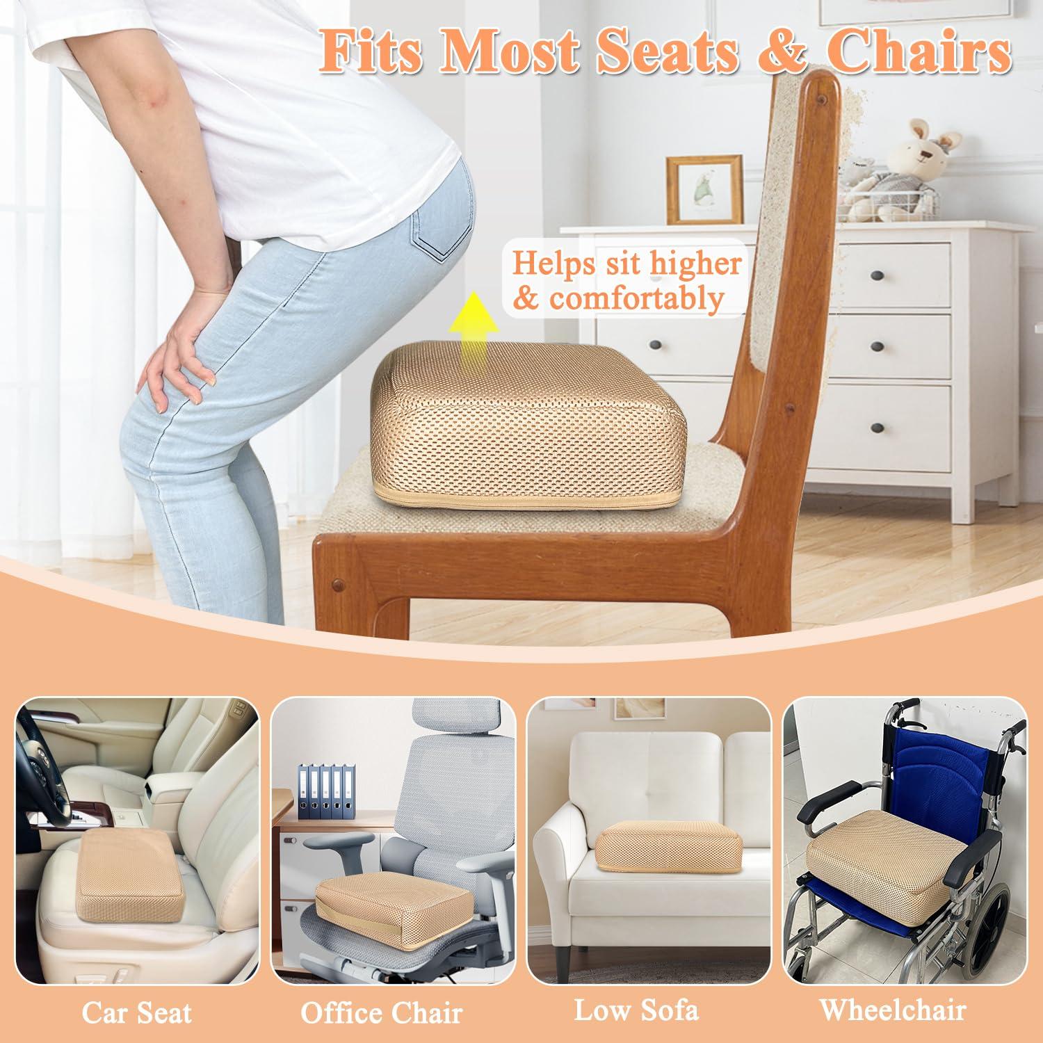 ECISZ Booster Seat Cushion Extra Thick Chair Foam Cushion for Elderly Adult Booster Seat Elevation Pillow Extra Firm Riser Supportive Lift Chair Cushion Lift Pads for Home, Couch, Patio, Office Seats