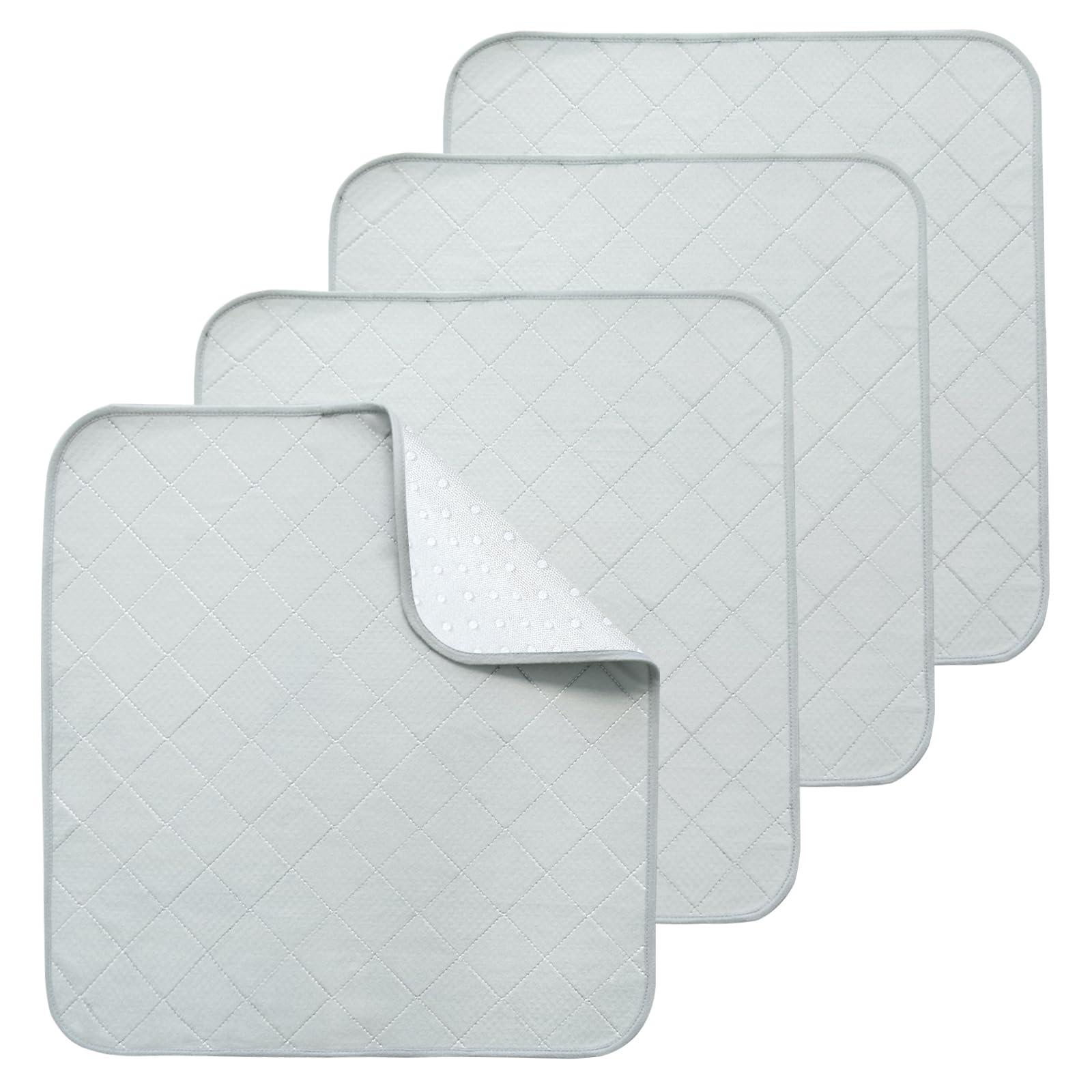 Magik & Kover Waterproof Chair Pads for Incontinence, 4 Pack Reusable Seat Protector Pads 22\" x 21\", Non-Slip Absorbent Wheelchair Pad Covers, Washable Chair Pads for Adults, Kids & Pets - Grey