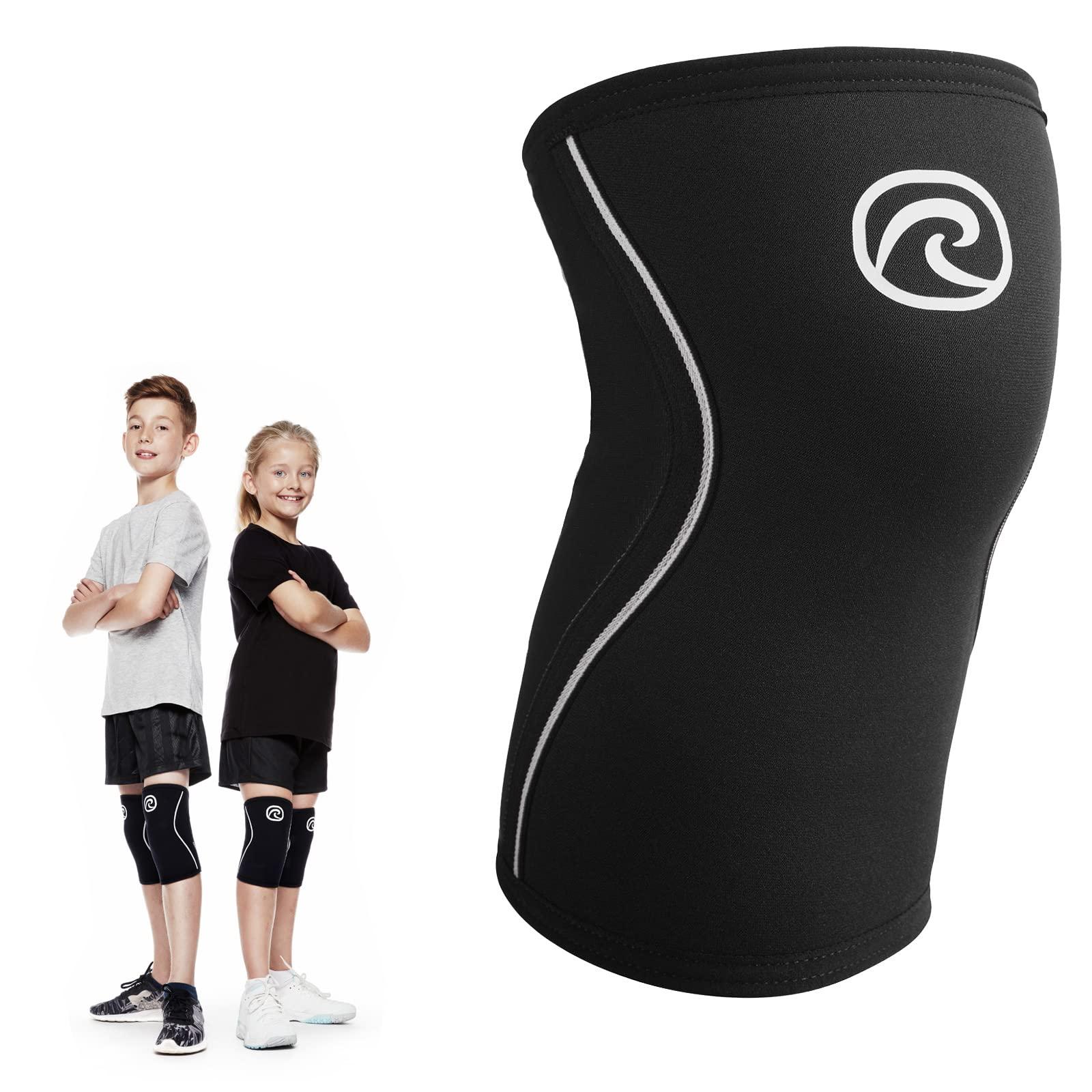 Rehband Rehband Kids Knee Sleeve made from 5mm Noprene, Knee Brace - Youth Girls & Boys Compression Knee Brace for Sports: Football, Hockey, Basketball or Running, Colour:Black, Size:Medium