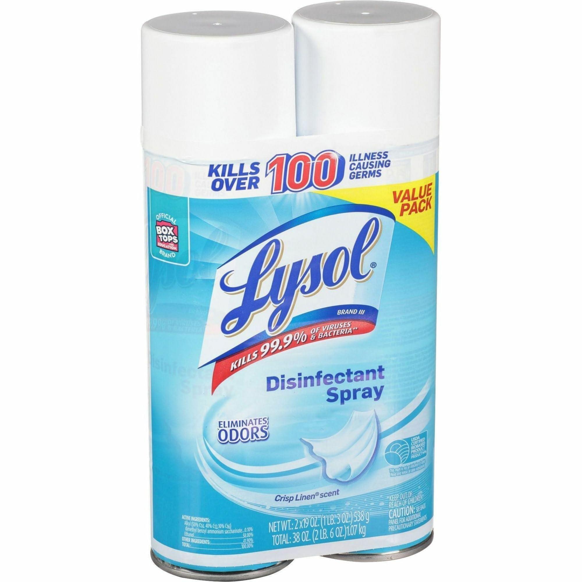 Lysol Lysol Disinfectant Spray, 19 Oz, Crisp Linen, Carton Of 8 Bottles