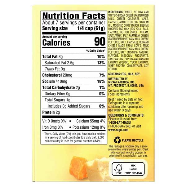 Ragu Ragu Cheesy Sauce 16oz Jar (Pack of 4) (Choose Flavor Below) (Double Cheddar)