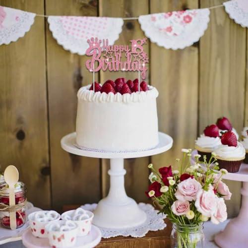 BEISHIDA BEISHIDA 18th Happy Birthday Cake Topper, Pink Rose Gold Birthday Cake Decoration for Girls Women\'s Princess 18th Birthday Decoration Anniversary Party Decorations