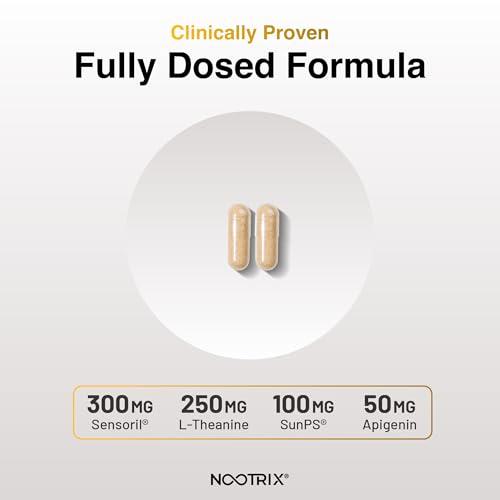 Nootrix Nootrix Cortisol Manager and Stabilizer Supplement | Supports Deep Sleep & Relaxation | Cortisol Supplement with Ashwagandha, L-Theanine, Rhodiola Rosea Extract & Apigenin | 90 Vegan Capsules