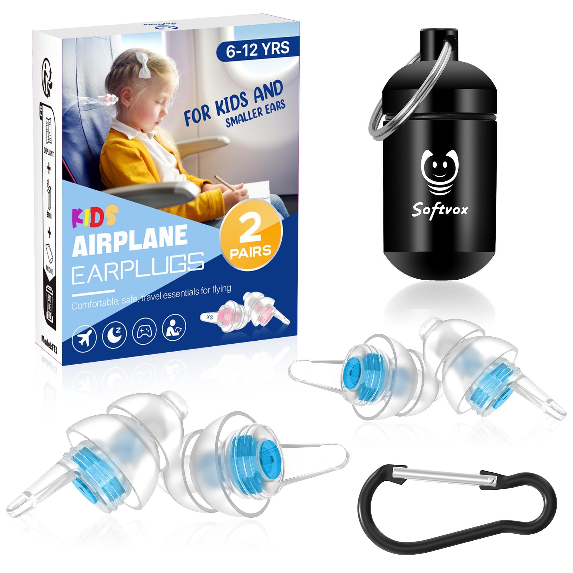 softvox Kids Earplugs (6-12 yrs) Filtered Ear Plugs for Children Adults with Small Ear Canals, 25dB Hearing Protection for Flying, Concerts, Sports Events, Fireworks, Monster Jam, Sleep, Noise Sensitivity