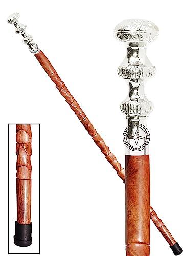 Stark Export House Walking Cane Rosewood Designer Wooden Walking Stick with Nickel Brass Handle Gift for Men and Women 37 inch Brown DTHW
