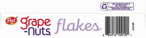 Grape-Nuts Post Grape Nuts Flakes Breakfast Cereal, Crispy Whole Wheat and Barley Cereal, Great for Yogurts, Parfaits, and Homemade Snacks, 18 OZ Box