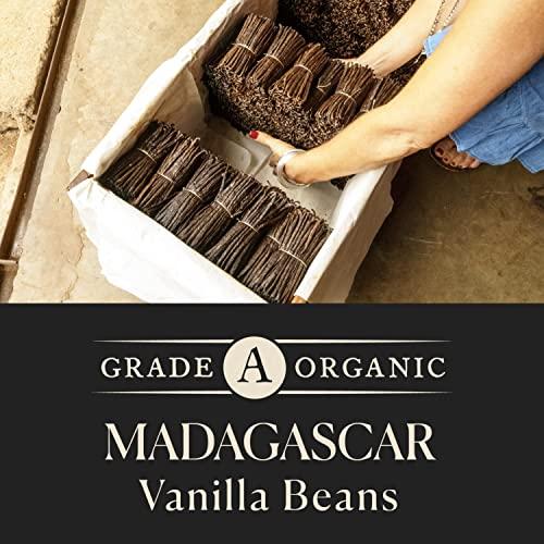 COOK'S 10 Organic Madagascar Whole Vanilla Beans, Grade A Vanilla Pods, Premium Vanilla Beans for Making Extract & Baking - Cooks