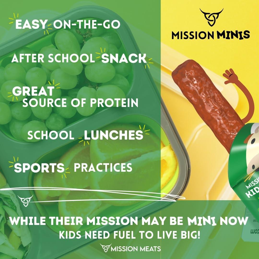EST. 2015 MISSION MEATS Mission Meats Kids Beef Sticks 100% Grass Fed & Pasture Raised, Healthy Snacks for Kids and Toddlers, Gluten & Nut Free, Non-GMO, 0.5oz, 24 Count (Pack of 1)