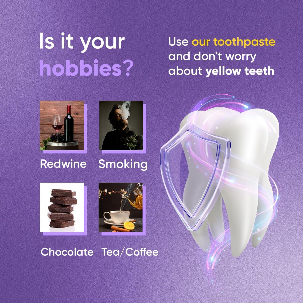 ZenHarbor Purple Toothpaste for Teeth Whitening, Purple Color Corrector Teeth Whitening Booster Toothpaste, Purple Whitening Toothpaste, Teeth Whitener, Tooth Stain Removal