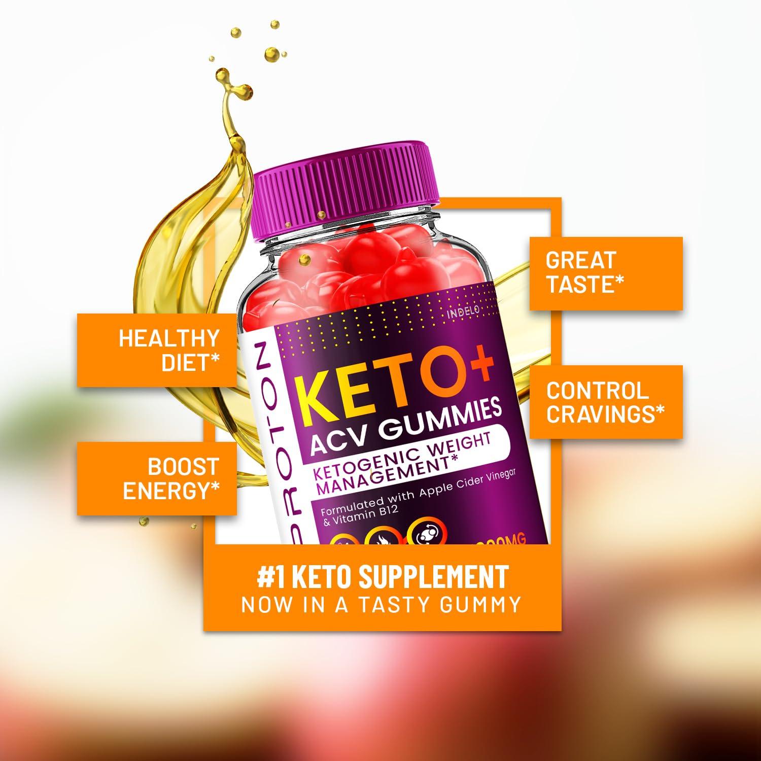 Indelo (3 Pack) Proton Keto ACV Gummies Advanced, Proton Keto + ACV Gummies 1000mg, Protein Keto + ACV Apple Cider Vinegar Gummy Proton Gummies Reviews, Proton Keto+ACV Vitamin B12 (180 Gummies)