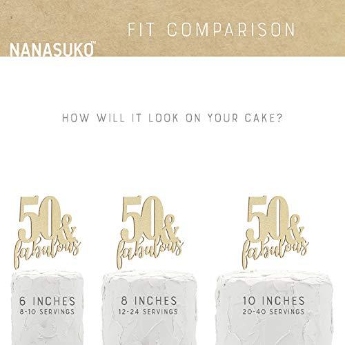 NANASUKO NANASUKO 50th Birthday - 50 & fabulous - Double Sided Gold Glitter - Premium quality Made in USA