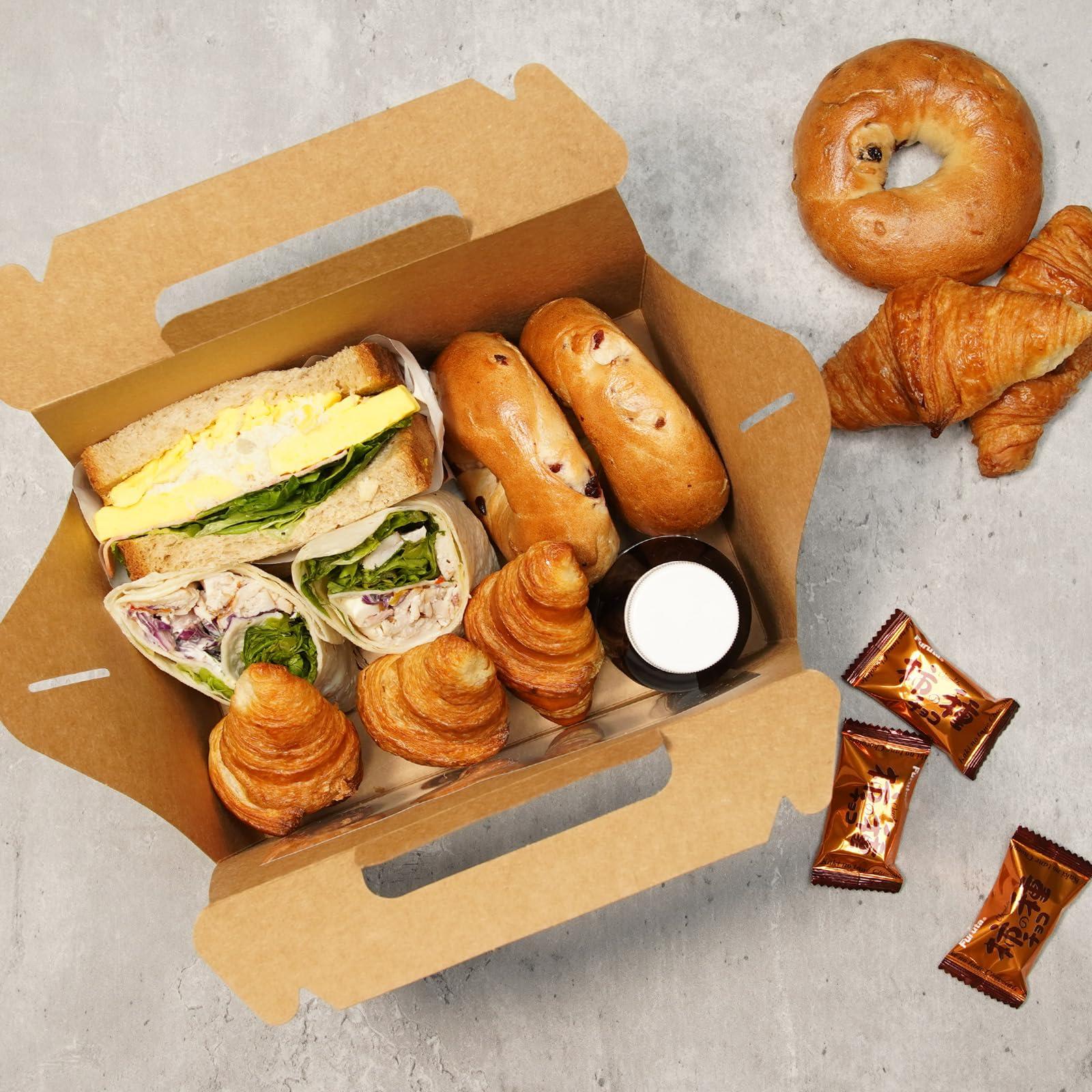 UnicoPak UnicoPak 30 Pcs 9x6x6 Large Gable Boxes Gift Boxes with Handles Food-grade Bakery Boxes Treat Boxes Paper Lunch Boxes To Go for Birthday Wedding Party Favors Picnic Business Christmas