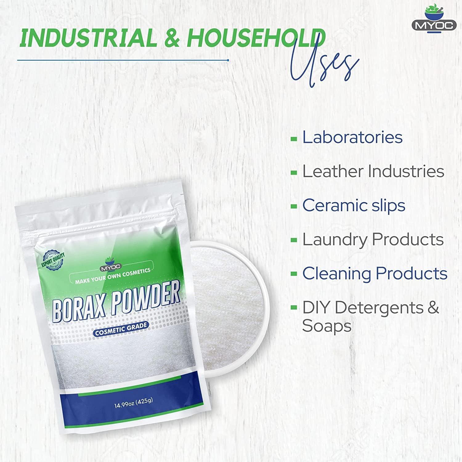 MYOC Myoc Borax Powder - 14.99 Oz, Borax Powder Bulk, Borax Powder for Laundry, Borax Powder for Hand Cleaner & Soap, Borax Powder for Slime, Borax for Washing Powder PO2