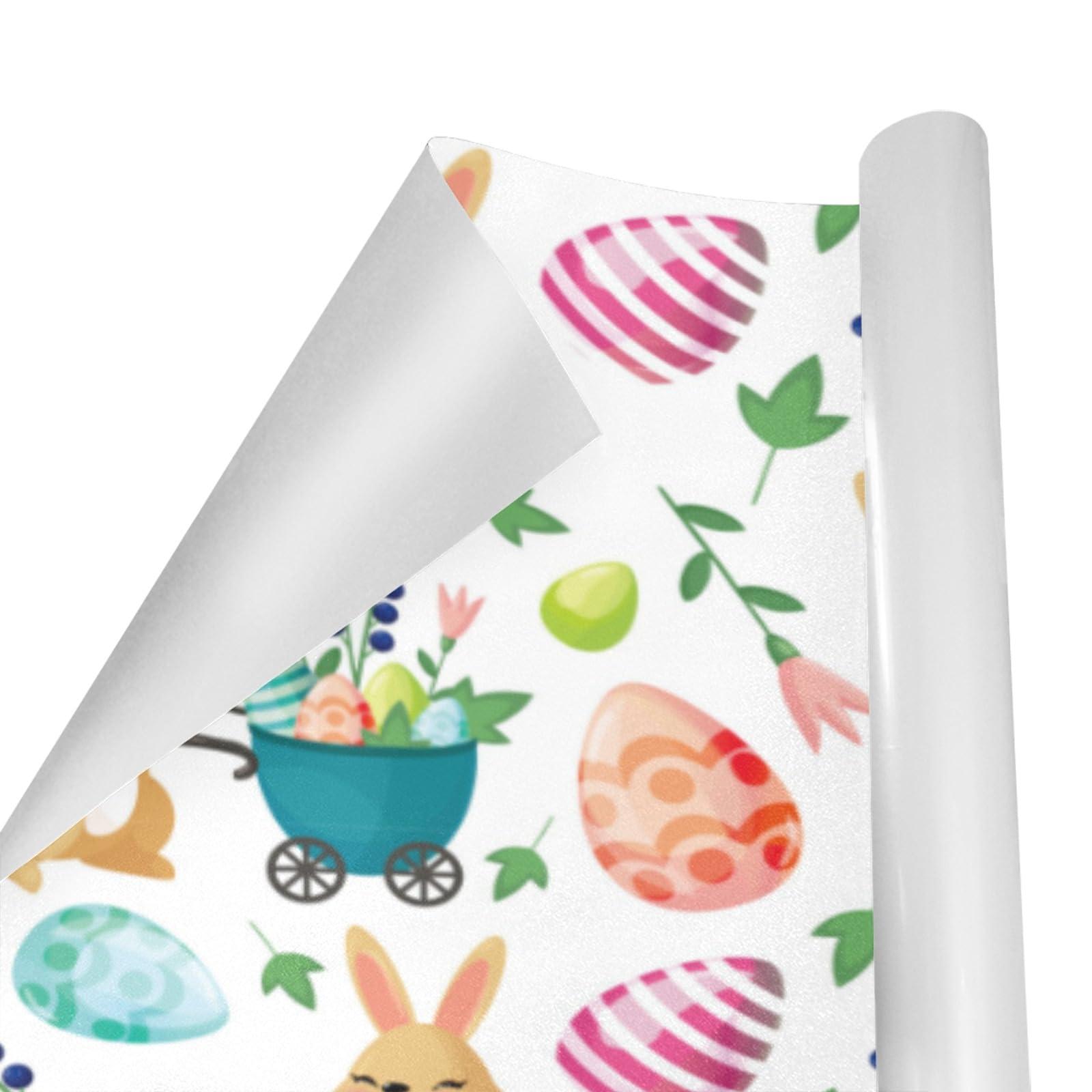OTVEE OTVEE Easter Egg Rabbit with Truck Wrapping Papers, Gift Wrapping Paper Rolls, 4 Rolls, 58*23 inch Per Roll, Gift Wrap Wrapping Papers for Birthday, Bridal, Baby Showers, Valentine\'s Day, Morther\'s Day