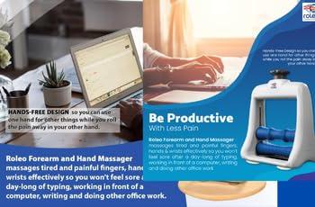 Roleo Hand Massager for Arthritis, Deep Tissue Massager for Carpal Tunnel Relief - Forearm Massager for Hand Therapy with Trigger Point Foam Roller - Finger Massager and Wrist Roller - Arm Massager by Roleo