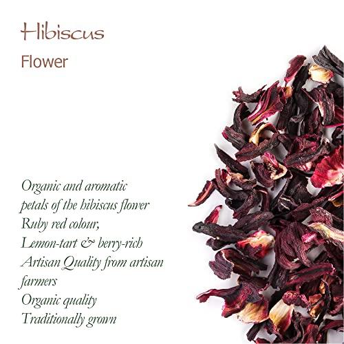 Valley of Tea Hibiscus Organic Flowers Herbal Tea - Lemon Tart & Berry Rich - Classic Sweet Sour Rose Mallow - Hibiscus Flowers Hibiscus Tea Dry Hibiscus Flower Organic Hibiscus Flowers Hibiscus Flower Tea 100g