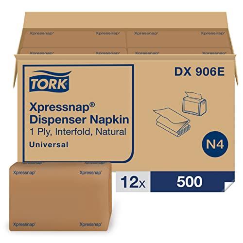 Tork Tork Xpressnap Natural Dispenser Napkin N4, Universal, Interfold 1-ply, 13" x 8.5", 12 x 500 napkins, DX906E