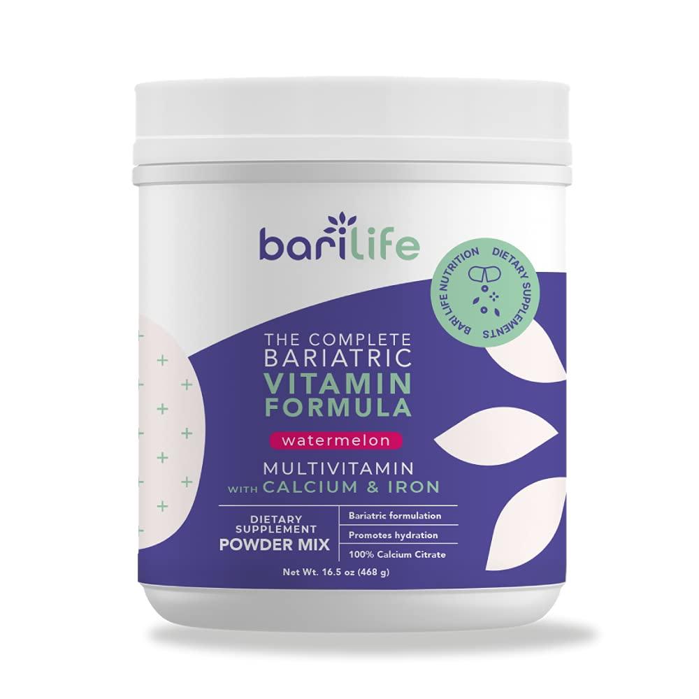 Bari Life Bari Life Complete Bariatric Multivitamin with Iron - Dietary Supplement Powder Mix, Calcium Citrate, Multivitamin, Iron - Bariatric Vitamins for Gastric Sleeve Patients (Watermelon, 60 Servings)