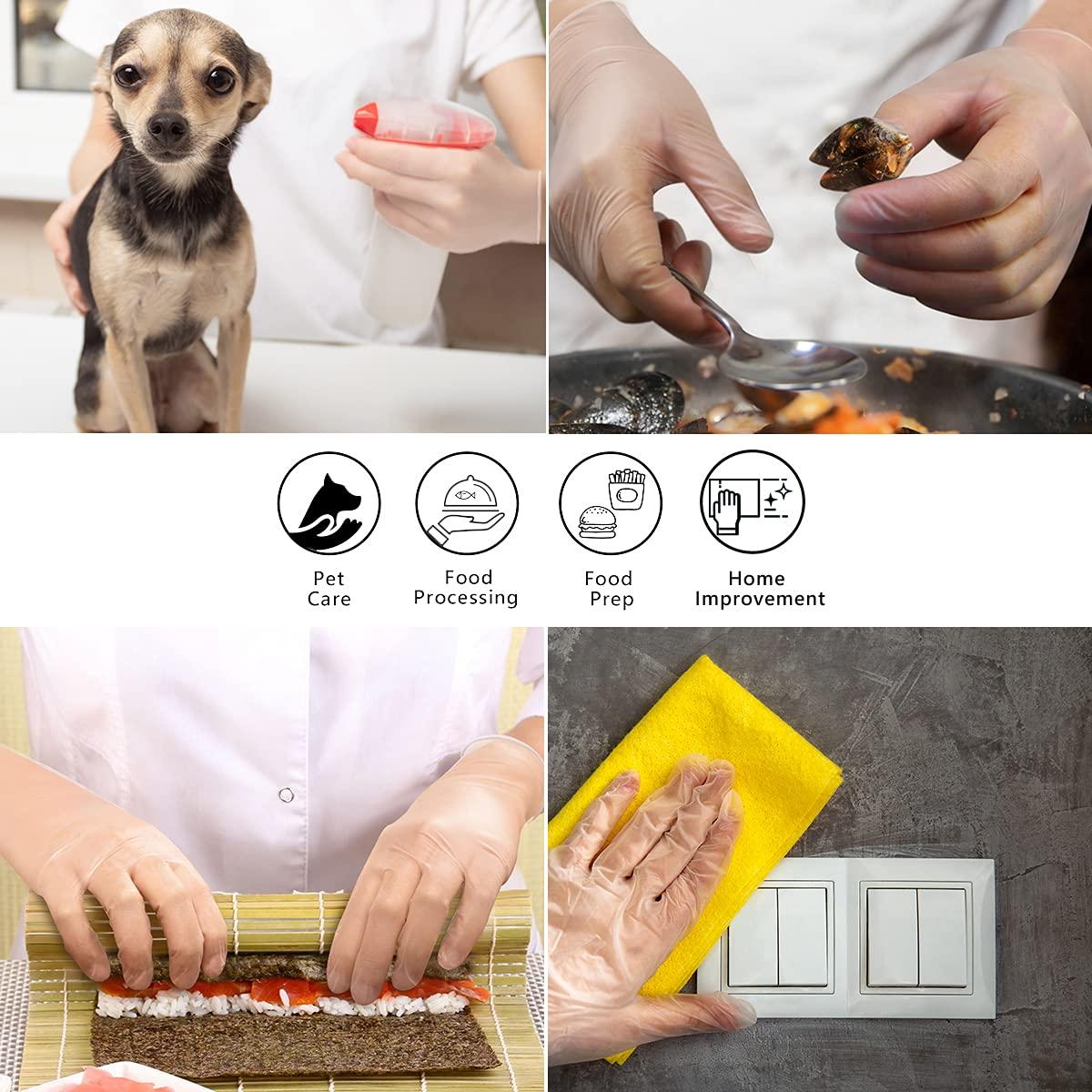 Safe Health Safe Health Vinyl Disposable Gloves, Food Safe, Latex Free, Powder Free, Clear, Box of 100, Small, 3 mil, Cleaning, Salon, Service, Office, Household, Daily