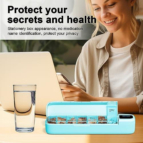 Odaro Odaro Electronic Pill Dispenser Medication Alarm - Weekly Travel Pill Case, 7 Day Pill Holder with APP, Once a Day Portable Pill Box Reminder for Elderly(Green)