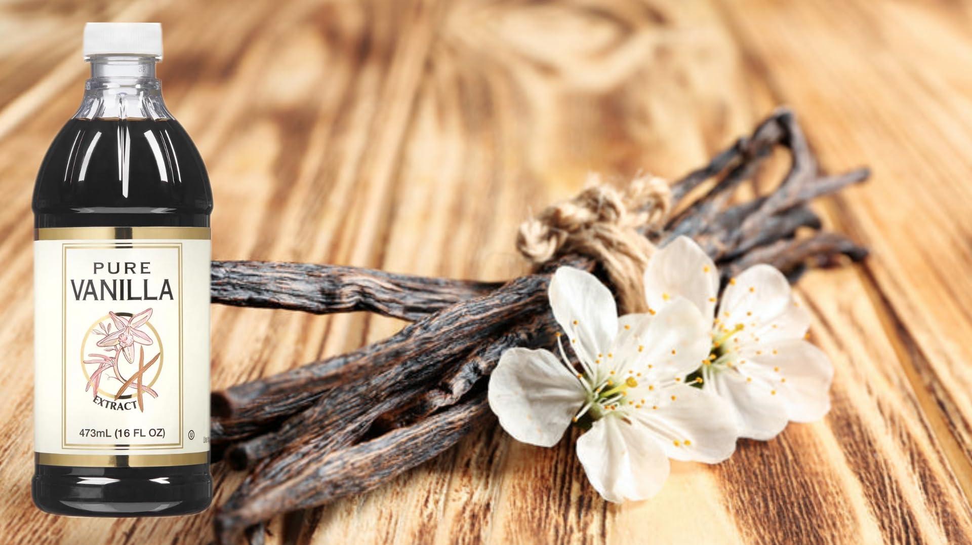 Just Grown Pure Vanilla Extract, 16 fl oz, Kosher, Made in USA, Premium Baking Ingredient