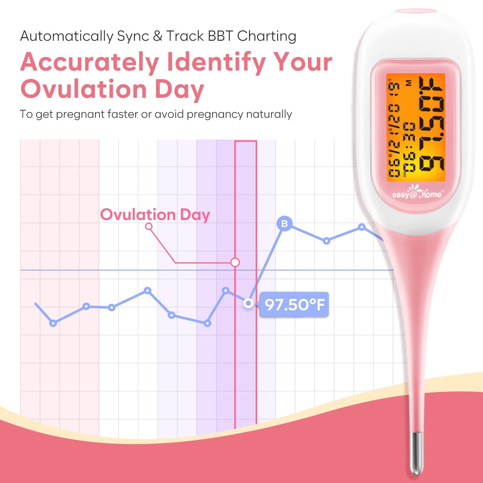 Easy@Home Easy@Home Smart Basal Thermometer, Large Screen and Backlit, FSA Eligible, Period Tracker with Premom(iOS & Android) - Auto BBT Sync, Charting, Coverline & Accurate Fertility Prediction EBT-300