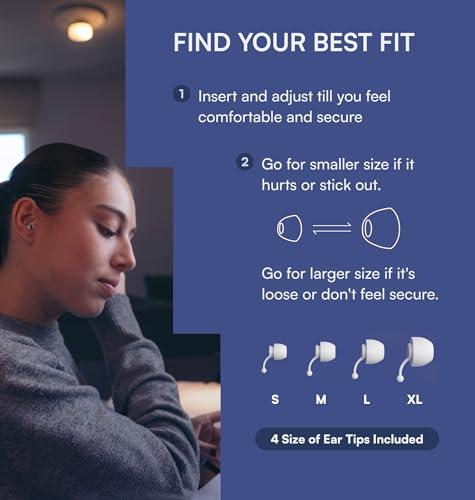 BET SLUMBUR Sleep Ear Plugs Noise Reduction - 32 dB Ear Plugs for Sleeping Noise Cancelling (NRR 19), Ear Plugs for Concerts, 4 Size Soft Ear Tips S/M/L/XL, 15s Ear Pressure Balance, Air Travel, Galloway Blue