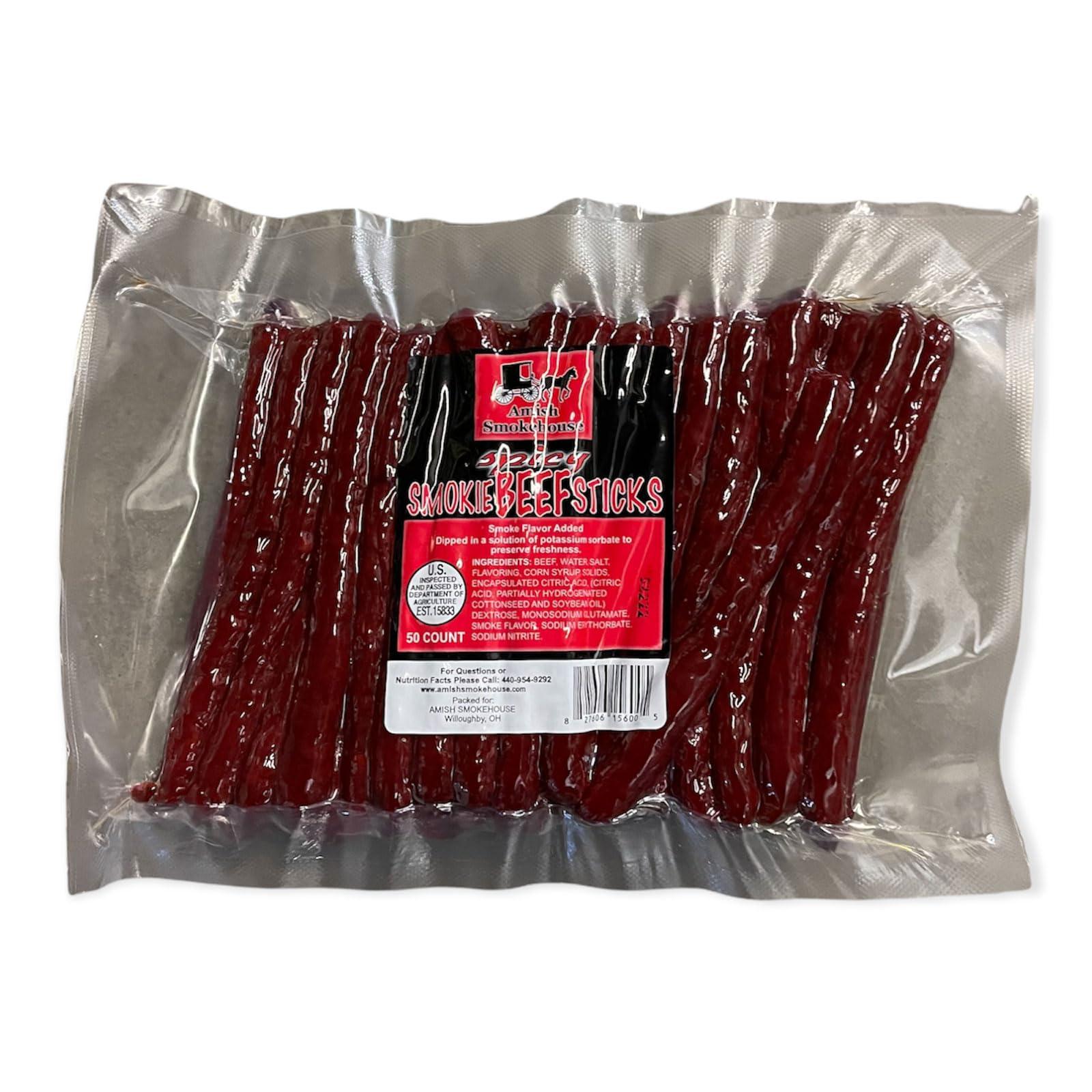 Amish Smokehouse Smokie Beef Sticks Bulk 50ct (Spicy)