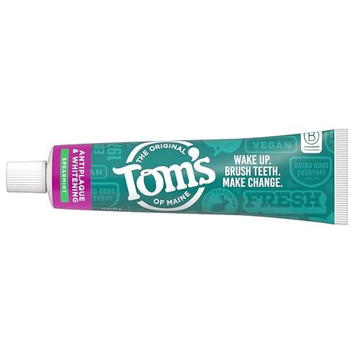 Tom\'s of Maine Toms of Maine Antiplaque and Whitening Fluoride Free Toothpaste, Spearmint, 4.5 Oz