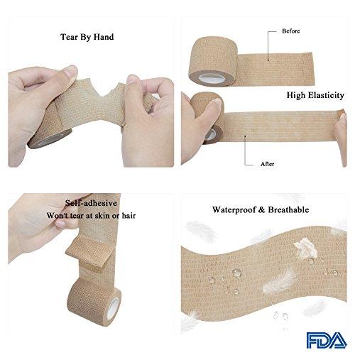STpro Vet Wrap Medical Tape for Skin Bandage Tape Vet Tape 1 inch x 48 Pack Skin Cohesive Bandage Fabric Self Sticking Bandage Wrap Self Adhering Bandage Waterproof Wrap Bandage Self Adhesive Tape