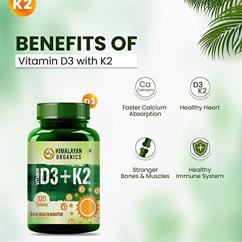 Himalayan Organics Himalayan Organics Vitamin D3 with K2 As MK7 Supplement- 120 Veg Tablets