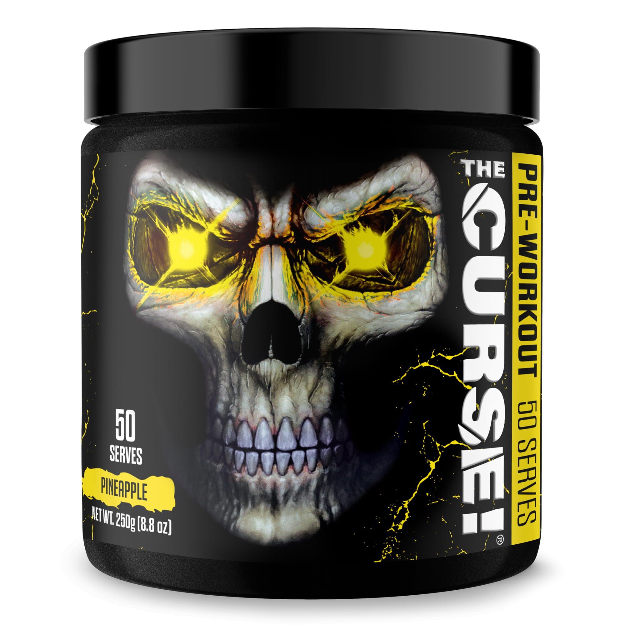 JNX SPORTS JNX SPORTS The Curse! Pre Workout Powder - Pineapple 50 Servings | Preworkout: Boost Strength, Energy + Focus for Men & Women | Caffeine, Beta-Alanine, Creatine & L-Citrulline