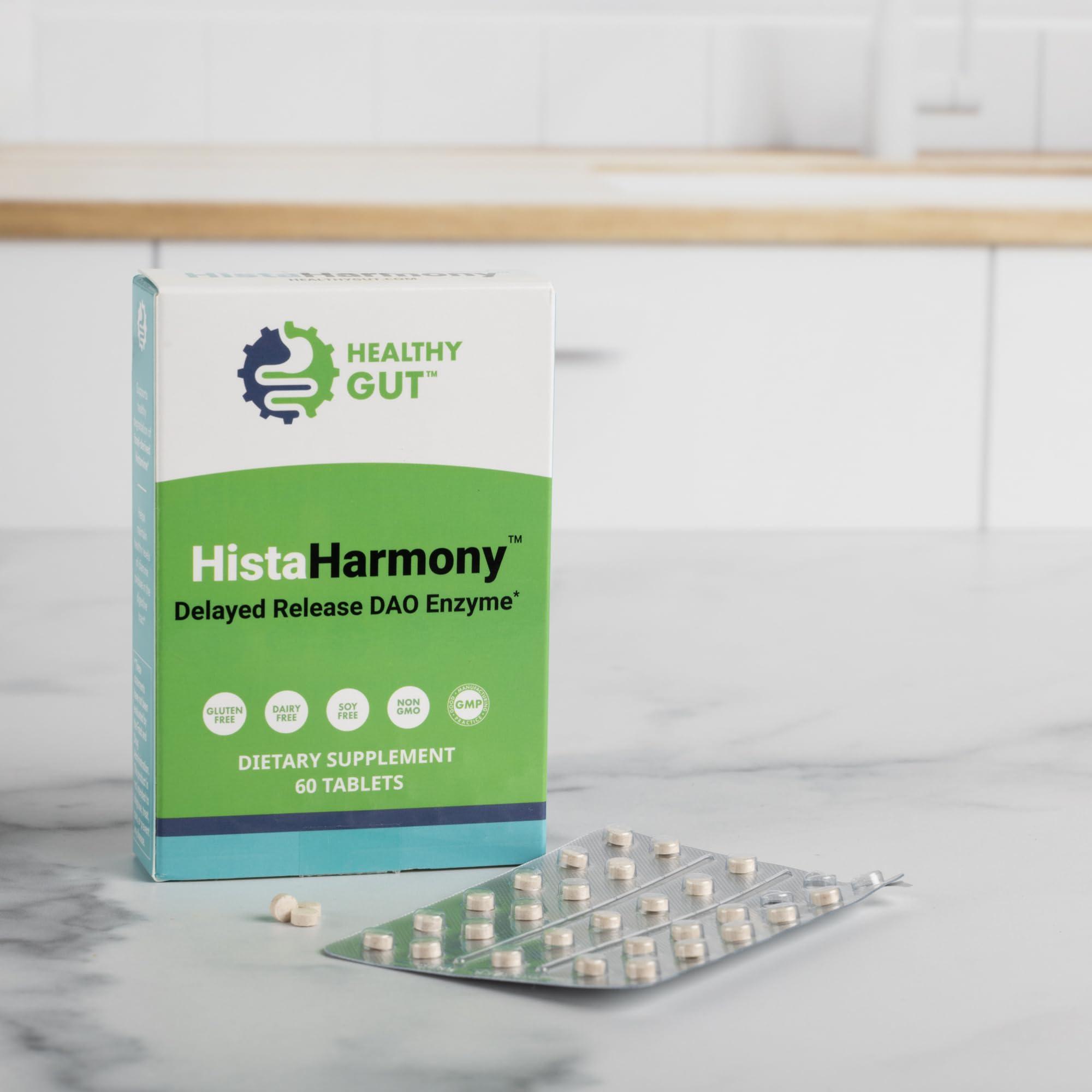 Healthy Gut, LLC Healthy Gut HistaHarmony | Delayed Release DAO Diamine Oxidase Histamine Support Enzyme | 30,000 HDU | 60 Servings