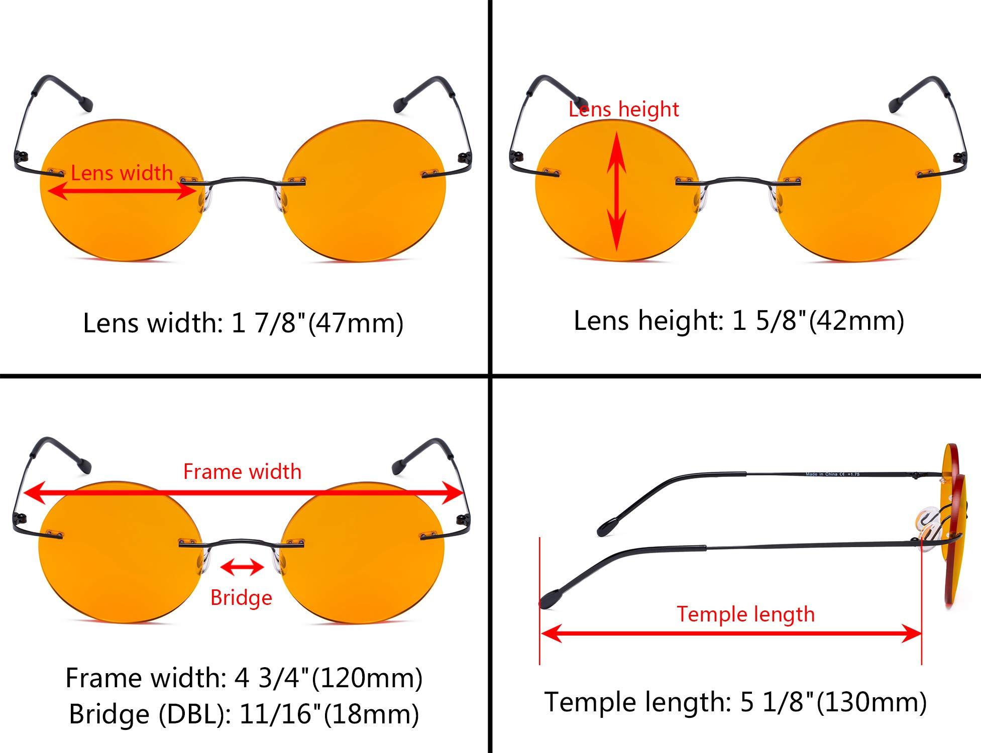 Eyekepper Eyekepper Titanium Blue Light Blocking Glasses -Round Rimless Computer Readers Men Women with Orange Tinted Lens for Sleeping,Red +1.25